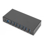 DIGITUS USB 3.0 HUB, 7 Port, Industrial, Metal 15-kV ESD, Table, Wall, DIN Rail mount (DA-70258)