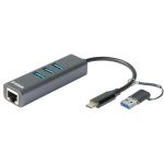 D-Link DUB-2332 hub-uri de interfață USB tip-C 5000 Mbit/s Gri (DUB-2332)
