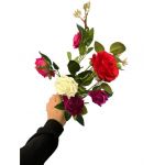 Flori artificiale Engros, fir cu 3 trandafiri silicon+plastic, 80cm