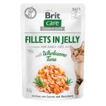 Brit Care Pisici Fillets in Jelly, Ton prielnic, plic hrană umedă fără cereale pisici junior, (în sos), 85g