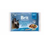 Brit Premium Multipack Dinner Plate, 4 arome, pachet mixt, plic hrană umedă pisici, (în sos), 4 x 85g