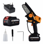 Kit Complet Mini Drujba electrica cu acumulator 4Ah inclus, iHunt Strong Chainsaw 21V Power, motor brushless, lama 10cm, viteza lant 9m s + incarcator