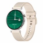 Smartwatch iSEN JA02 Silver Crem, AMOLED 1.23 HD, Glicemie, Apel Bt, Apel SOS, Asist. vocala, Nivel radiatii, EKG, Acid uric, Lipide sange, Termometru, Masa corporala, 240mAh