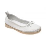 Balerini casual GRYXX albi, EV2815, din piele naturala