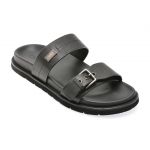Papuci casual OTTER negri, 9035, din piele naturala
