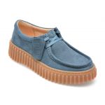 Mocasini CLARKS albastri, TORHILL BEE, din nabuc