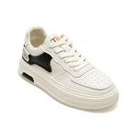 Pantofi casual BITE THE BULLET alb-negru, K900, din piele naturala