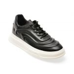 Pantofi casual BITE THE BULLET negri, ES329, din piele naturala