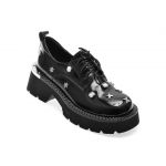 Pantofi casual EPICA negri, Z0105, din piele naturala lacuita