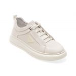 Pantofi casual OTTER albi, 30301, din piele naturala