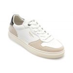 Pantofi PEPE JEANS albi, CAMDEN STREET,  din piele ecologica