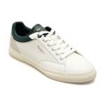 Pantofi PEPE JEANS albi, KENTON JOURNEY,  din piele ecologica