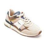 Pantofi PEPE JEANS bej, LONDON PRO MESH,  din piele naturala