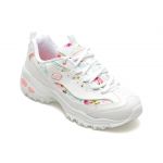 Pantofi SKECHERS albi, D LITES, din piele ecologica