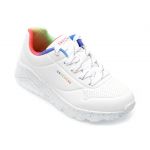 Pantofi SKECHERS albi, UNO LITE, din piele ecologica