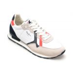 Pantofi sport PEPE JEANS albi, BRIT ROAD,  din material textil