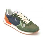 Pantofi sport PEPE JEANS kaki, BRIT MIX,  din material textil