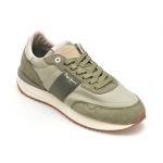 Pantofi sport PEPE JEANS kaki, BUSTER TAPE,  din piele intoarsa