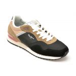 Pantofi sport PEPE JEANS negri, LONDON CLASS,  din material textil