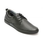 Pantofi casual OTTER negri, 16307, din piele naturala
