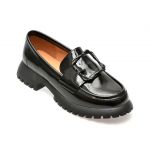 Mocasini casual IMAGE negri, V856C15, din piele naturala lacuita