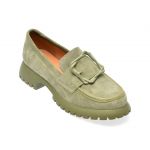 Mocasini casual IMAGE verzi, V856C15, din piele intoarsa