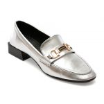 Mocasini PESETTO argintii, 3672396, din piele ecologica