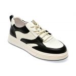 Pantofi casual BITE THE BULLET alb-negru, 3512, din piele naturala
