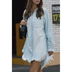 Camasa Rochie Din Blugi Cu MÃ¢neci Lungi È˜i ÃŽnchidere Cu Nasturi Yana, Albastru Deschis