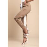 Pantaloni La Moda Largi Cu Dungi Si Talie Elastica Frieda, Kaki