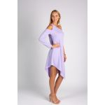 Rochie Mini Eleganta Cu Decolteu Asimetric È˜i MÃ¢necÄƒ Lavita, Liliac