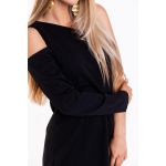 Rochie Mini Eleganta Cu Decolteu Asimetric È˜i MÃ¢necÄƒ Lavita, Negru