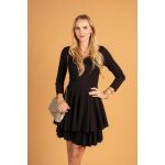 Rochie Mini ElegantÄƒ Cu Decolteu ÃŽn V È˜i Volane Kyliana, Negru
