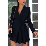 Rochie Mini ElegantÄƒ Cu Decolteu ÃŽncruciÈ™at È˜i FustÄƒ PlisatÄƒ Denver, Albastru ÃŽnchis