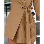 Rochie Mini ElegantÄƒ Cu Decolteu ÃŽncruciÈ™at È˜i FustÄƒ PlisatÄƒ Denver, Maro Deschis