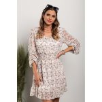 Rochie Mini ElegantÄƒ Cu Guler Rotund È˜i Imprimeu Floral Addisyn, Caise
