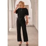 Salopeta Cu Pantaloni Lungi Largi Si Maneci Scurte Nelia, Neagra