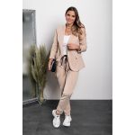 Set Pantaloni Cu Blazer Elegant Estrena, Bej