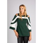 Tricou Elegant Cu MÃ¢neci Clopot Ninita, Verde ÃŽnchis