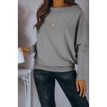 Tricou Oversize Cu Decolteu Bateau È˜i MÃ¢neci Largi Danica, Gri