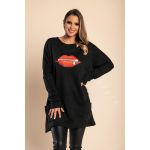 TunicÄƒ Cu MÃ¢neci Lungi Cu Imprimeu È˜i Buzunare Siona, Negru
