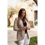 Blazer Lung Cu Guler Clasic Turina, Bej
