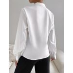 Bluza Eleganta Cu Guler Rusesc Si Decolteu Adanc Cu Clapa Belucca, AlbÄƒ