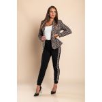 Costum Elegant Cu Pantalon Cu Imprimeu Geometric Nunzia, Bej