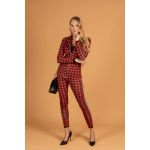Costum Elegant Cu Pantaloni Cu Model  Pepita Miriama, Negru È˜i RoÈ™u