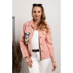 Geaca Din Denim Cu Imprimeu Si Perle Volta, Roz Deschis