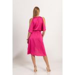 Rochie Midi Eleganta Cu Fante Thiena, Fucsia
