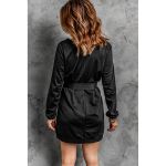 Rochie Mini Eleganta Cu Maneci Lejere Si Panglica Orton, Neagra