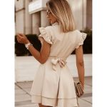 Rochie Mini Eleganta Cu Volane Favinna, Bej