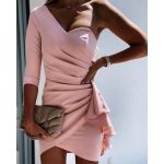 Rochie Mini Eleganta Cu Volane Ricaletta, Roz Deschis